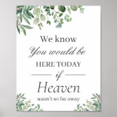 Poster Panneau de mariage à la mémoire des feuilles d'euc (Devant)