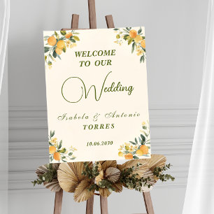 Poster Panneau de mariage à l'olive citron botanique médi