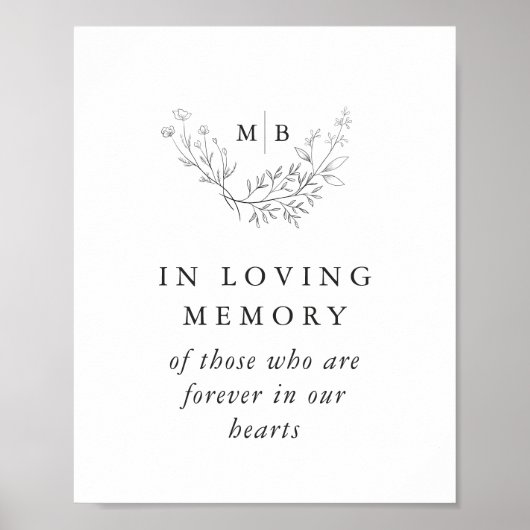 Poster Panneau de mariage à monogramme formal en souvenir (Devant)