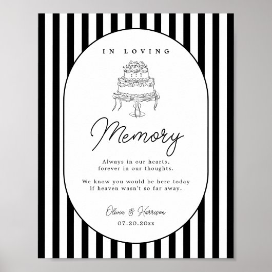 Poster Panneau de mariage à rayures noires et blanches en (Devant)