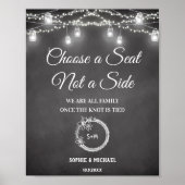 Poster Panneau de mariage à siège noir et blanc (Devant)