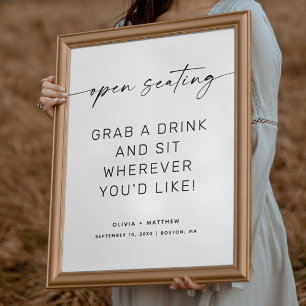 Poster Panneau de mariage à sièges ouverts minimaliste