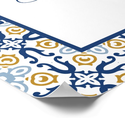 Poster Panneau de mariage Amalfi Méditerranéen Bleu (Coin)