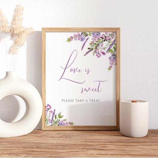 Poster Panneau de mariage amour lilas rustique est doux