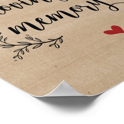 Poster Panneau de mariage aux vignes rustiques en souveni (Coin)