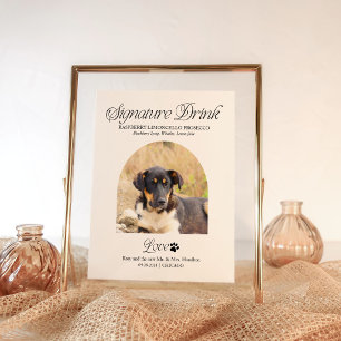 Poster Panneau de mariage avec boisson signature de l'ani