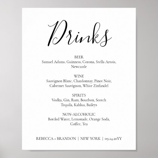 Poster Panneau de mariage avec calligraphie simple Rebecc (Devant)