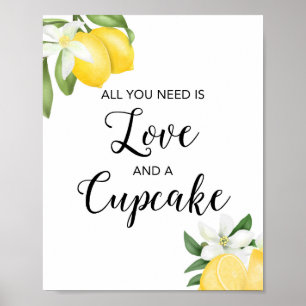 Poster Panneau de Mariage avec Cupcake et Amour au Citron