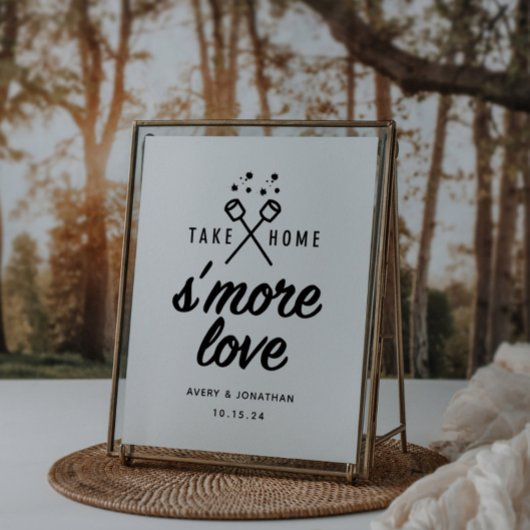 Poster Panneau de mariage avec le texte "S'more Love"