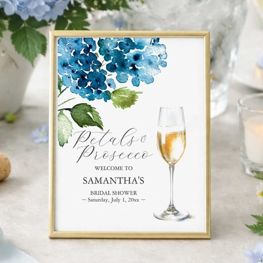 Poster Panneau de mariage avec pétales et prosecco imprim