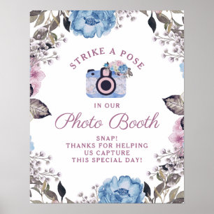 Poster Panneau de mariage avec stand photo floral Charme 