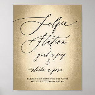 Poster Panneau de mariage avec station de selfie écriture