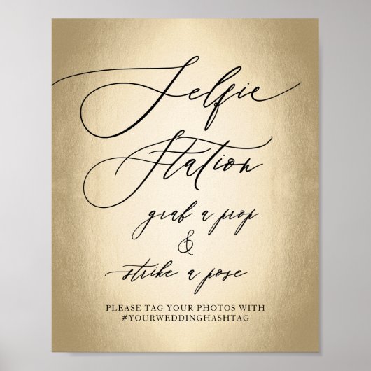 Poster Panneau de mariage avec station de selfie écriture (Devant)