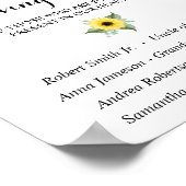 Poster Panneau de mariage avec tournesols et verdure En s (Coin)