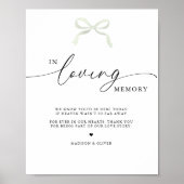 Poster Panneau de mariage avec un nœud vert sauge en souv (Devant)