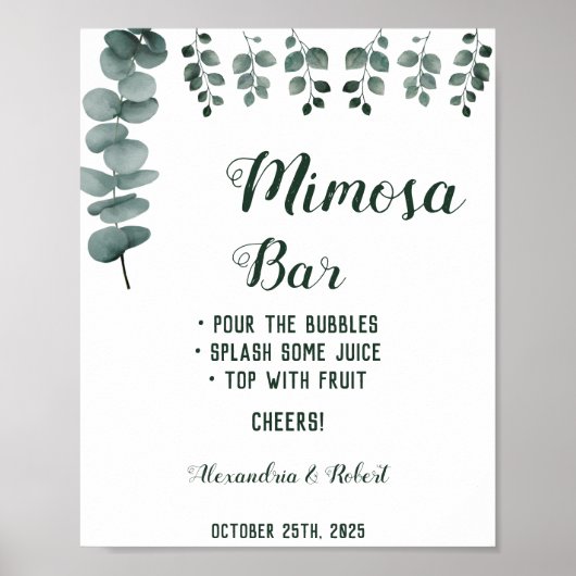 Poster Panneau de mariage avec verdure et eucalyptus pour (Devant)