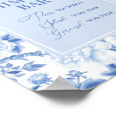 Poster Panneau de mariage bar Mimosa à motifs bleu blanc  (Coin)