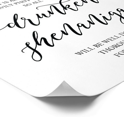 Poster Panneau de mariage bar ouvert, frasques d'ivrognes (Coin)