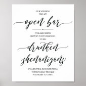 Poster Panneau de mariage bar ouvert, frasques d'ivrognes (Devant)