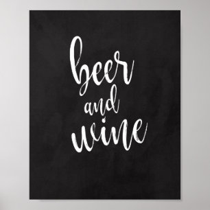 Poster Panneau de mariage Beer and Wine 8x10