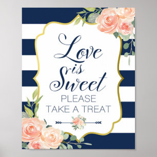 Poster Panneau de mariage bleu marine et or Panneau de