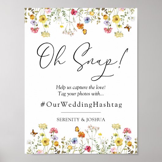 Poster Panneau de mariage bohème à fleurs sauvages Oh Sna (Devant)