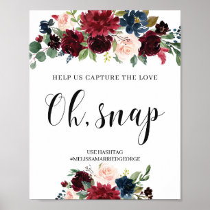 Poster Panneau de mariage bohème burgundy floral capture