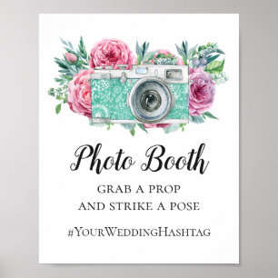 Poster Panneau de mariage bohème pour photomaton. Hashtag