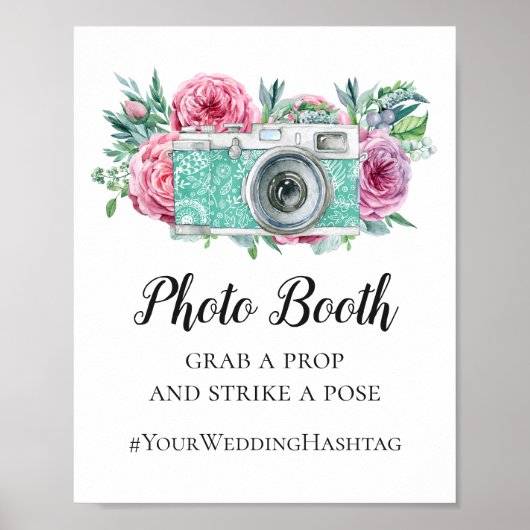 Poster Panneau de mariage bohème pour photomaton. Hashtag (Devant)