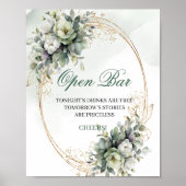 Poster Panneau de mariage Boho Dusty Green pour bar ouver (Devant)