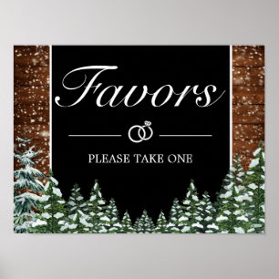Poster Panneau de mariage Bois enneigé noir & Forêt ennei