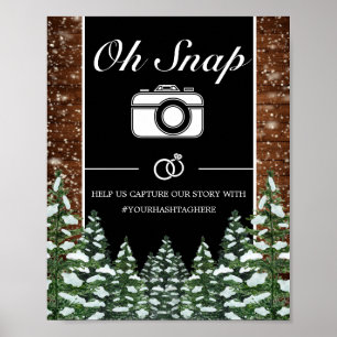 Poster Panneau de mariage Bois enneigé noir & forêt Oh Sn