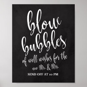 Poster Panneau de mariage Bubbles Send Off Chalkboard 8x1