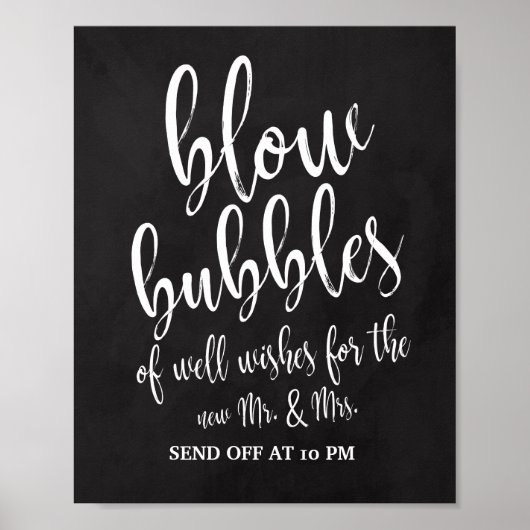 Poster Panneau de mariage Bubbles Send Off Chalkboard 8x1 (Devant)