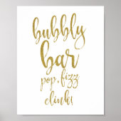 Poster Panneau de mariage Bubbly Bar Gold Glitter 8x10 (Devant)