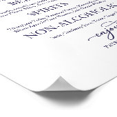 Poster Panneau de mariage calligraphié bleu marine Bar Dr (Coin)