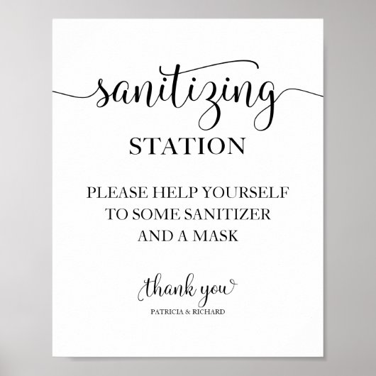 Poster Panneau de mariage calligraphié chic Station de dé (Devant)