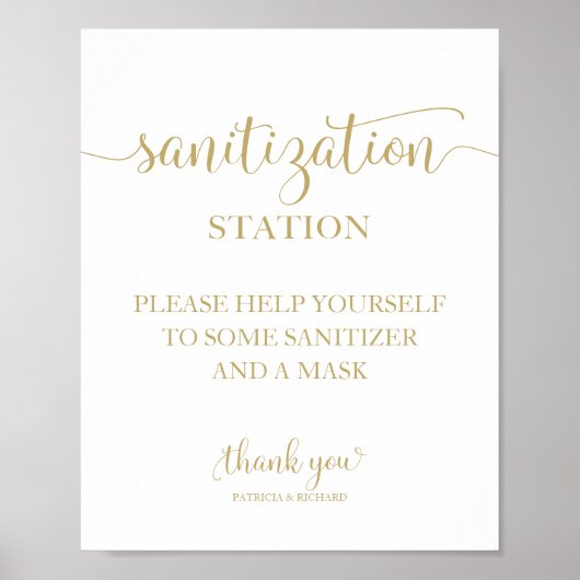 Poster Panneau de mariage calligraphié chic Station Sanit (Devant)