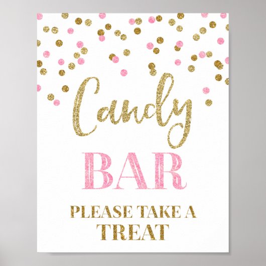 Poster Panneau de mariage Candy Bar Confetti Rose Gold (Devant)