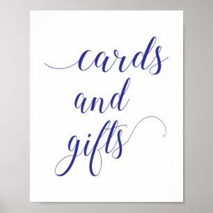 Poster Panneau de mariage Cartes et Cadeaux Élégant Bleu