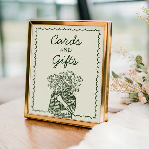 Poster Panneau de mariage Cartes et Cadeaux Fraîchement S
