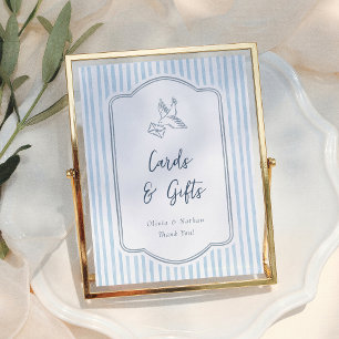 Poster Panneau de mariage Cartes et Cadeaux Rayures Bleue