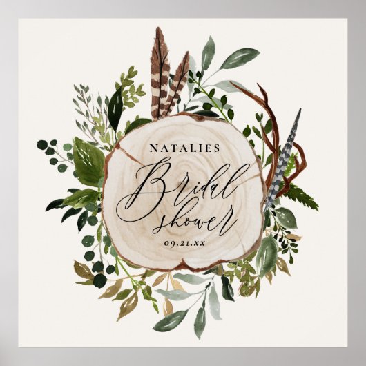 Poster Panneau de mariage champêtre botanique de grange d (Devant)