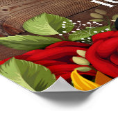 Poster Panneau de Mariage Champêtre Fleurs et Roses (Coin)