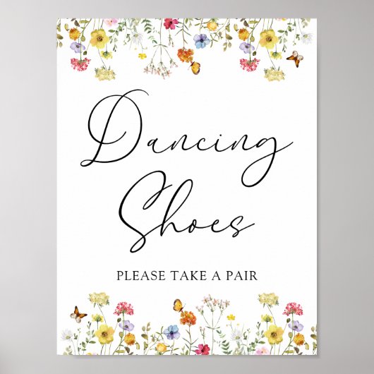 Poster Panneau de mariage Chaussures de danse de fleurs s (Devant)
