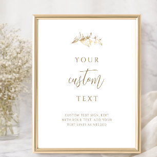 Poster Panneau de mariage chic blanc et or avec texte per