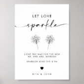Poster Panneau de mariage Chic Moderne Let Love Sparkle (Devant)