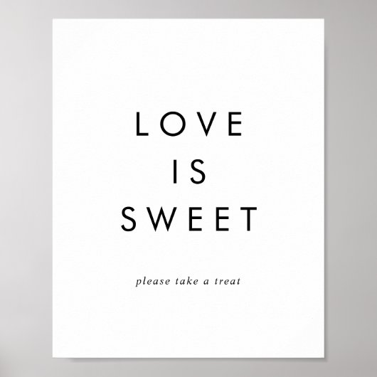 Poster Panneau de mariage chic typographie Love Is Sweet (Devant)