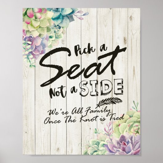Poster Panneau de mariage Choisissez un siège pas un côté (Devant)