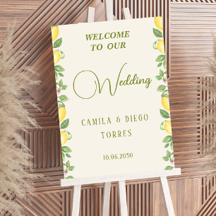 Poster Panneau de mariage Citron Olive Botanique Méditerr